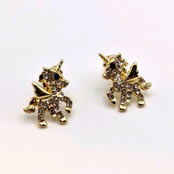 Jewelry - Unicorn gold cubic zirconia stud earrings